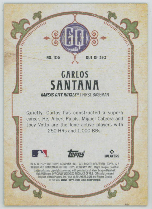 Carlos Santana 2022 Topps Gypsy Queen # 106 Green Border Kansas City Royals - Collectible Craze America