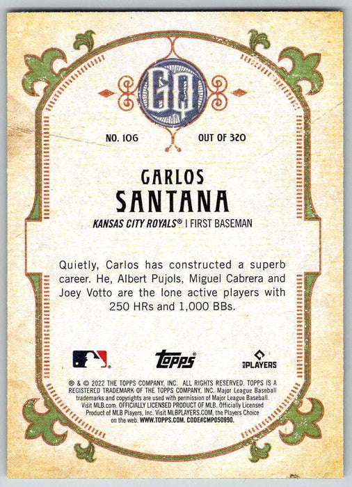 Carlos Santana 2022 Topps Gypsy Queen # 106 Kansas City Royals - Collectible Craze America