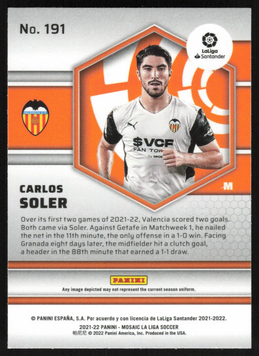 Carlos Soler 2021 Panini Mosaic La Liga # 191 Valencia CF Base - Collectible Craze America