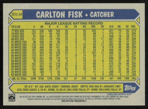 Carlton Fisk 2022 Topps Update Chrome Silver Pack Mojo # T87CU-54 Chicago White Sox - Collectible Craze America