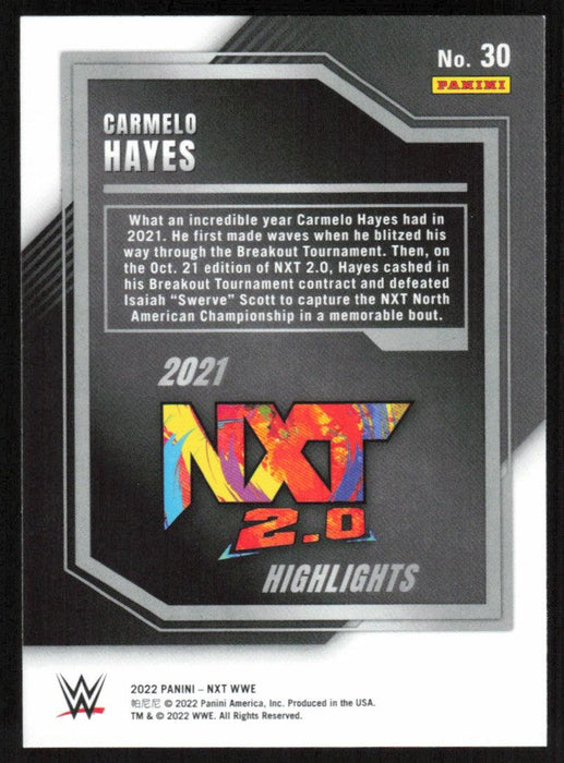 Carmelo Hayes 2022 Panini WWE NXT # 30 2021 NXT Highlights NXT 2.0 - Collectible Craze America