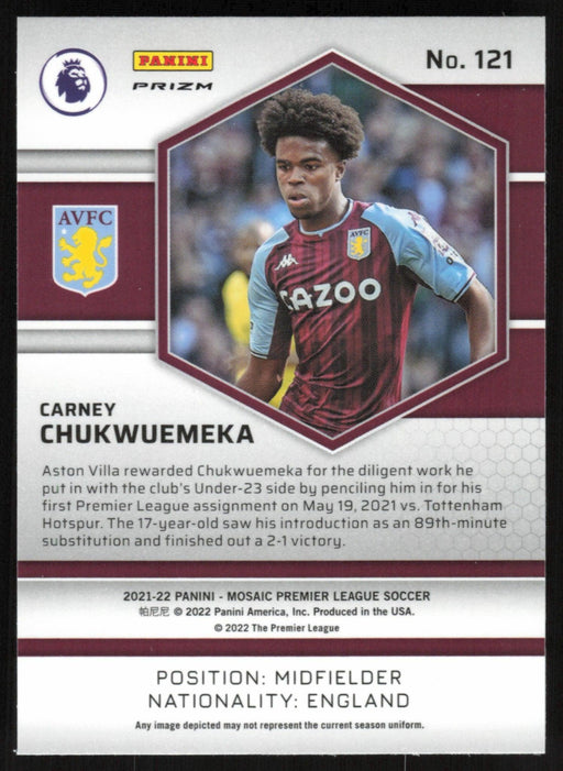 Carney Chukwuemeka 2021 Panini Mosaic Premier League # 121 RC Reactive Red Aston Villa - Collectible Craze America