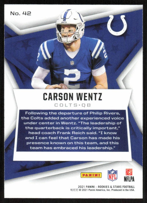 Carson Wentz 2021 Panini Rookies & Stars # 42 Indianapolis Colts Base - Collectible Craze America