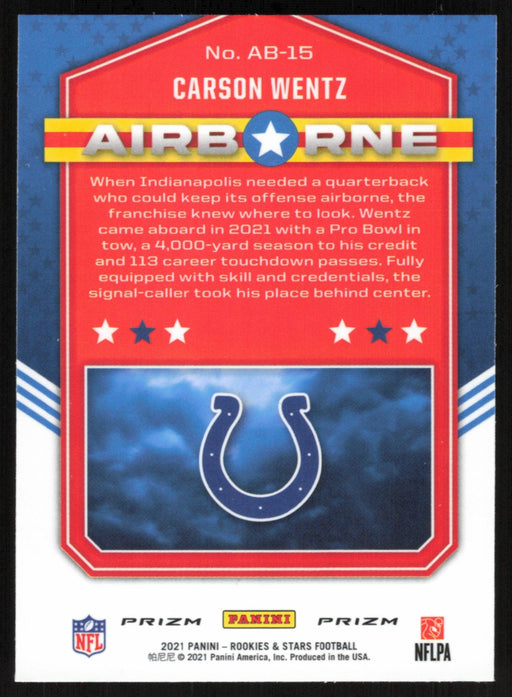 Carson Wentz 2021 Panini Rookies & Stars # AB-15 Airborne Red Ice Indianapolis Colts - Collectible Craze America