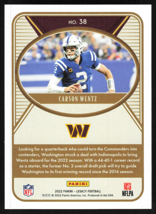 Carson Wentz 2022 Panini Legacy Football Base # 38 Washington Commanders - Collectible Craze America