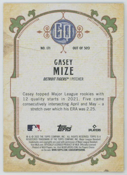 Casey Mize 2022 Topps Gypsy Queen # 171 Detroit Tigers - Collectible Craze America