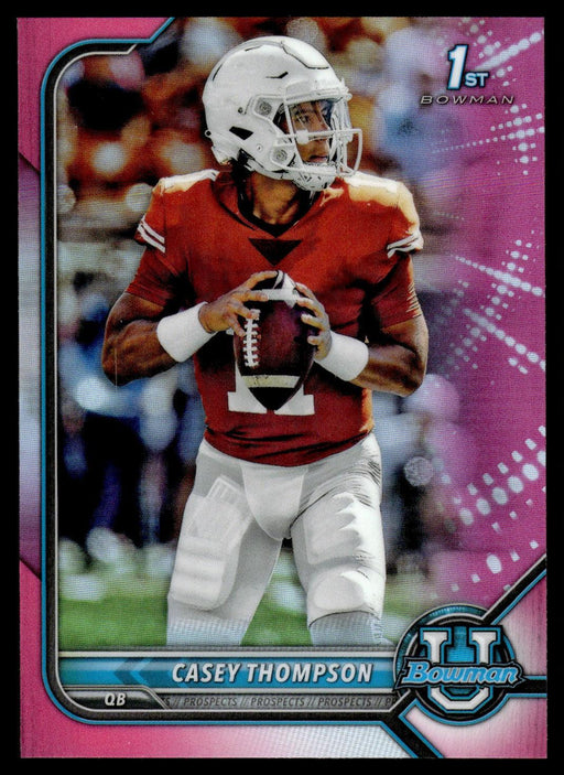 Casey Thompson 2021 Bowman University Football # 15 1st Pink Refractor Texas Longhorns - Collectible Craze America