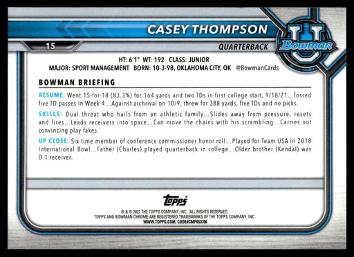 Casey Thompson 2021 Bowman University Football # 15 1st Pink Refractor Texas Longhorns - Collectible Craze America