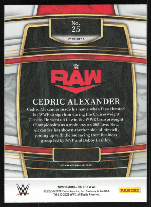 Cedric Alexander 2022 Panini Select WWE # 25 Concourse Tri-Color Prizm Raw - Collectible Craze America