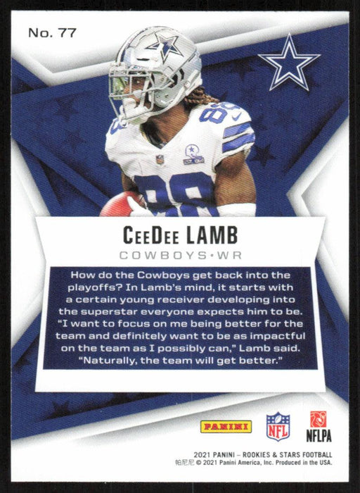 CeeDee Lamb 2021 Panini Rookies & Stars # 77 Dallas Cowboys Base - Collectible Craze America