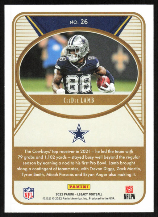 CeeDee Lamb 2022 Panini Legacy Football Base # 26 Dallas Cowboys - Collectible Craze America