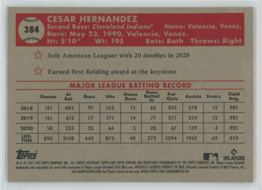 Cesar Hernandez 2021 Topps Chrome Platinum Anniversary # 384 Cleveland Indians - Collectible Craze America