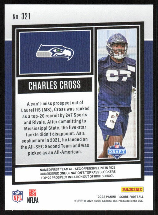 Charles Cross 2022 Panini Score Football # 321 RC Base Seattle Seahawks - Collectible Craze America