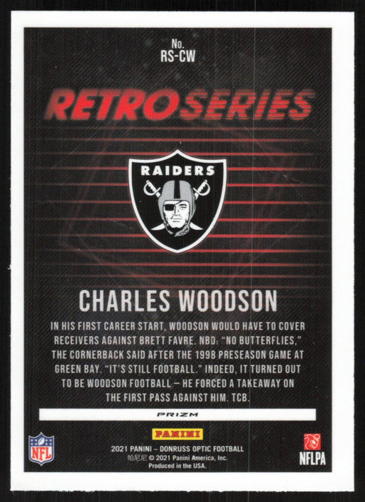 Charles Woodson 2021 Donruss Optic Retro Series # RS-CW Silver Prizm Oakland Raiders - Collectible Craze America