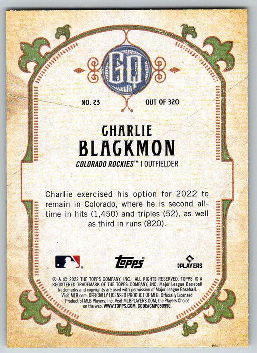 Charlie Blackmon 2022 Topps Gypsy Queen # 23 Colorado Rockies - Collectible Craze America