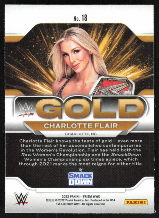 Charlotte Flair 2022 Panini Prizm WWE # 18 WWE Gold SmackDown - Collectible Craze America