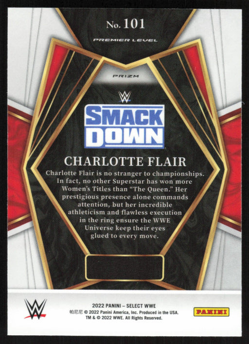 Charlotte Flair 2022 Panini Select WWE # 101 Premier Level Tri-Color Prizm Smack Down - Collectible Craze America