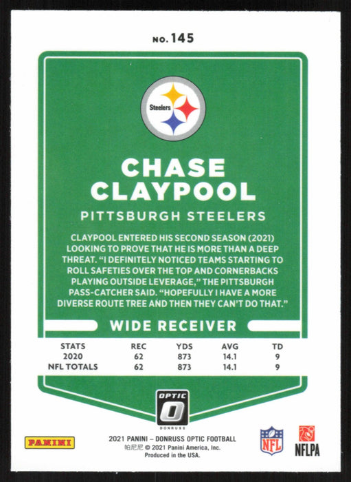 Chase Claypool 2021 Donruss Optic # 145 Pittsburgh Steelers - Collectible Craze America