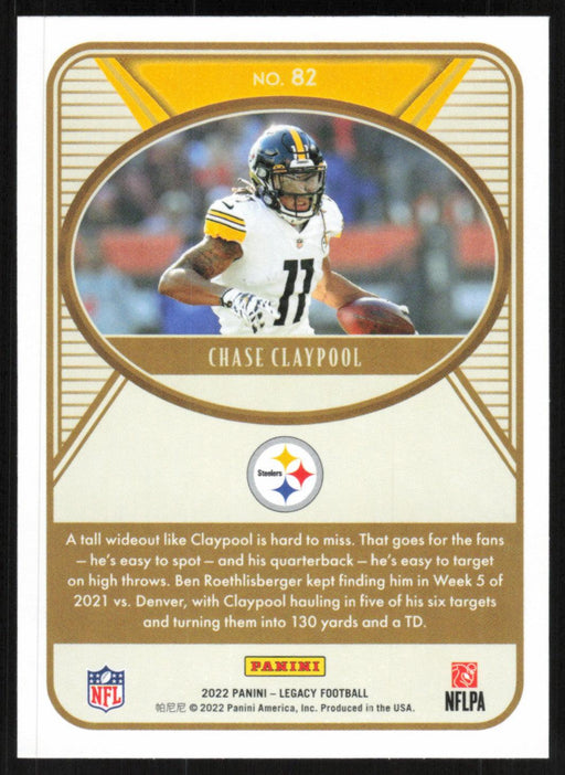 Chase Claypool 2022 Panini Legacy Football Base # 82 Pittsburgh Steelers - Collectible Craze America