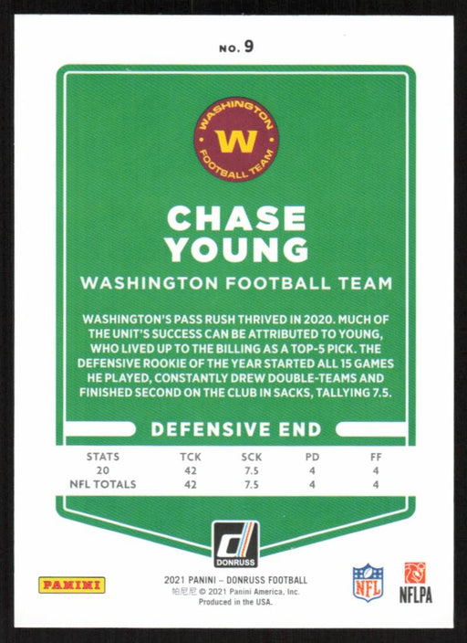 Chase Young 2021 Donruss Football # 9 Washington Football Team Base - Collectible Craze America