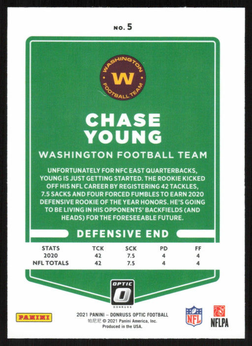 Chase Young 2021 Donruss Optic # 5 Washington Football Team - Collectible Craze America