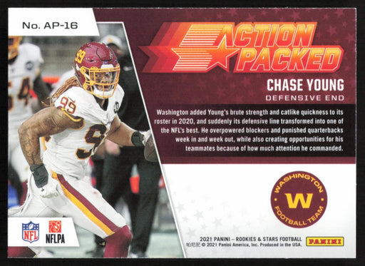 Chase Young 2021 Panini Rookie & Stars # AP-16 Action Packed Washington Football Team - Collectible Craze America