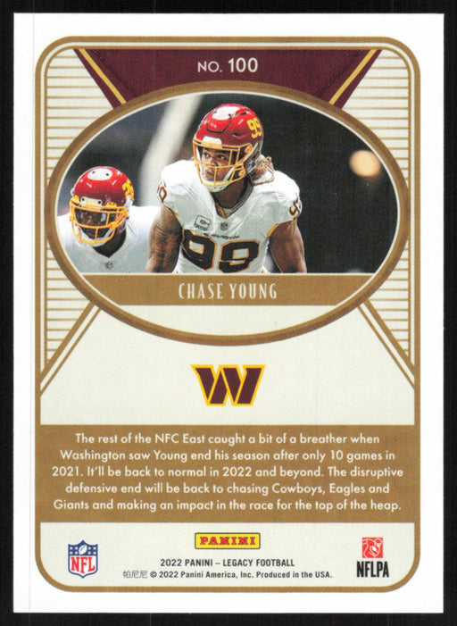 Chase Young 2022 Panini Legacy Football Base # 100 Washington Commanders - Collectible Craze America