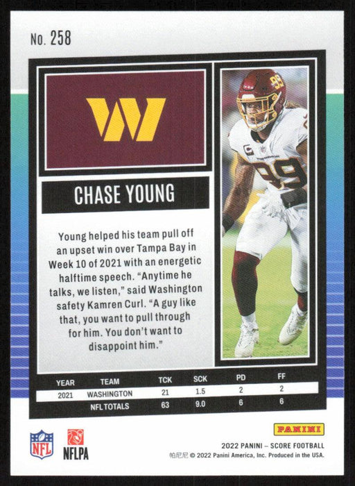 Chase Young 2022 Panini Score Football # 258 Base Washington Commanders - Collectible Craze America