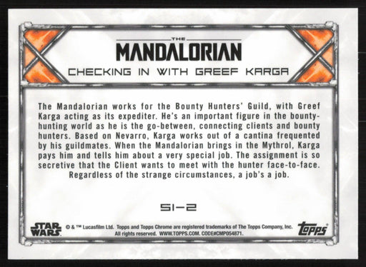 Checking in with Greef Karga 2022 Topps Chrome Star Wars Mandalorian # S1-2 - Collectible Craze America