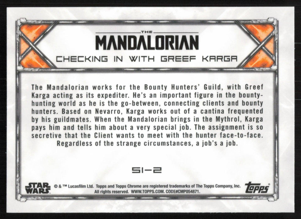 Checking in with Greef Karga 2022 Topps Chrome Star Wars Mandalorian # S1-2 - Collectible Craze America