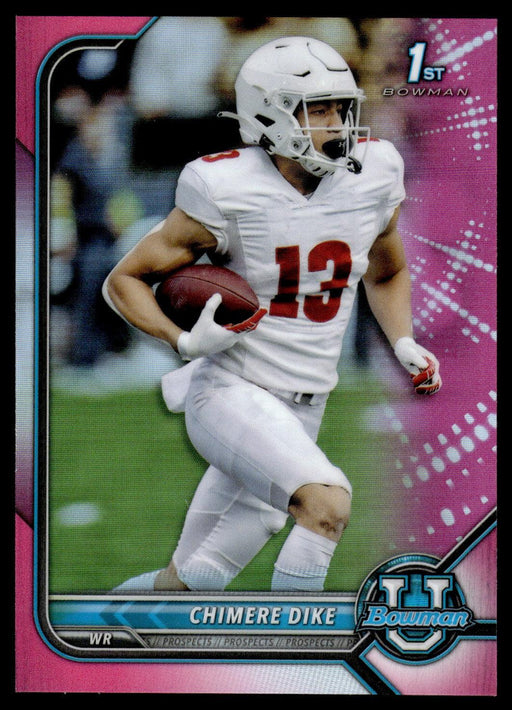 Chimere Dike 2021 Bowman University Football # 86 1st Pink Refractor Wisconsin Badgers - Collectible Craze America