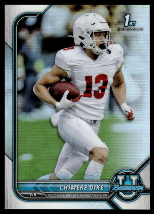 Chimere Dike 2021 Bowman University Football # 86 1st Refractor Wisconsin Badgers - Collectible Craze America