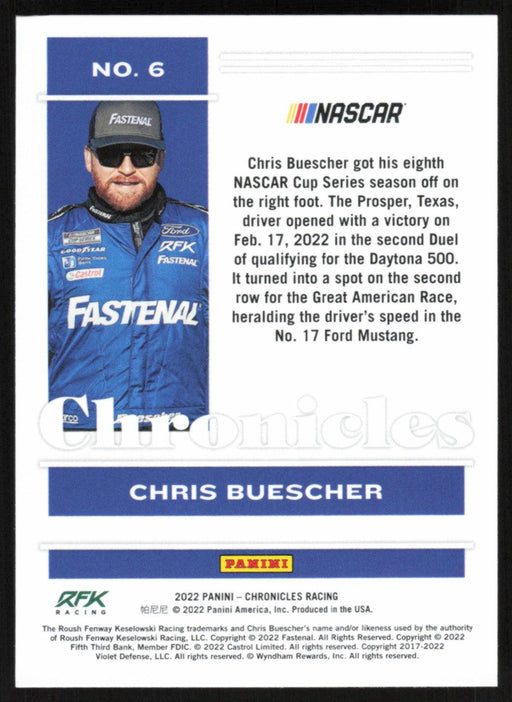 Chris Buescher 2022 Panini Chronicles Racing Chronicles # 6 - Collectible Craze America