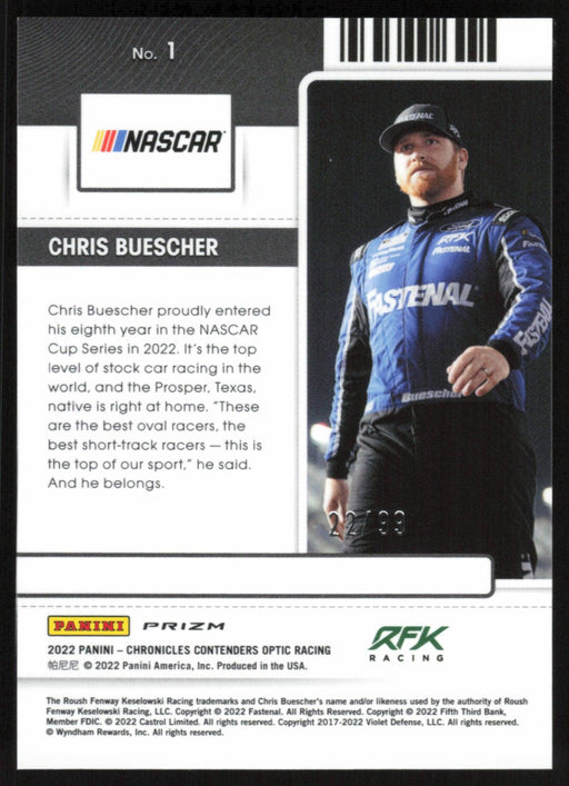 Chris Buescher 2022 Panini Chronicles Racing Contenders Optic # 1 Red 22/99 - Collectible Craze America