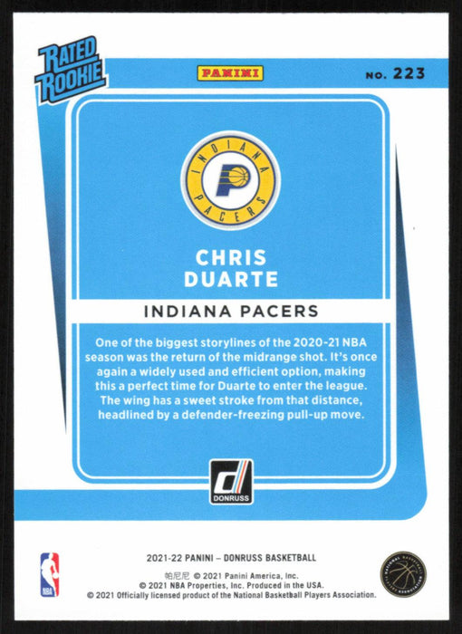 Chris Duarte 2021 Donruss Rated Rookie # 223 RC Indiana Pacers - Collectible Craze America
