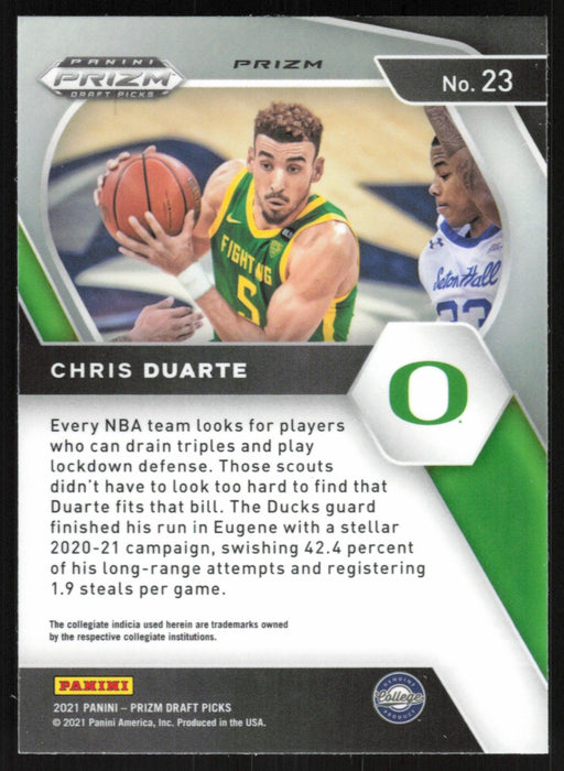 Chris Duarte 2021 Panini Prizm Draft Picks # 23 RC Red Ice Prizm Oregon Ducks - Collectible Craze America
