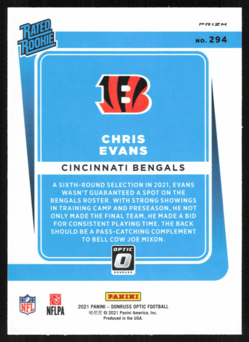 Chris Evans 2021 Donruss Optic Rated Rookie # 294 RC Purple Shock Cincinnati Bengals - Collectible Craze America