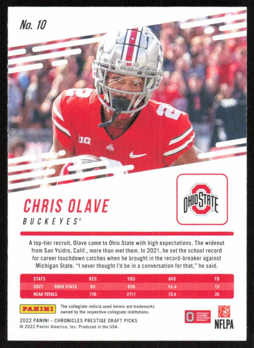 Chris Olave 2022 Panini Chronicles Draft Picks # 10 RC Prestige Ohio State Buckeyes - Collectible Craze America