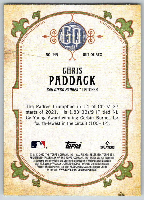 Chris Paddack 2022 Topps Gypsy Queen # 145 San Diego Padres - Collectible Craze America