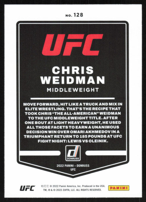 Chris Weidman 2022 Panini Donruss UFC Base # 128 Middleweight - Collectible Craze America