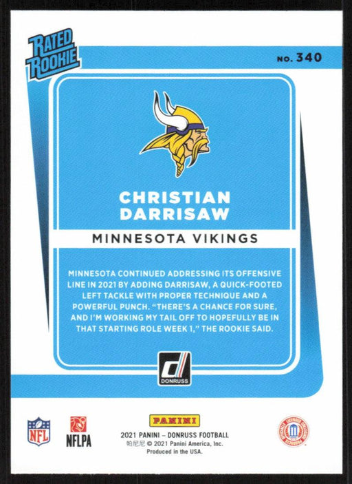 Christian Darrisaw 2021 Donruss Football # 340 RC Minnesota Vikings Rated Rookie Base - Collectible Craze America