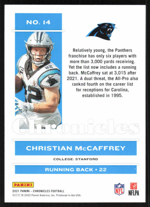 Christian McCaffrey 2021 Panini Chronicles # 14 Carolina Panthers Base - Collectible Craze America