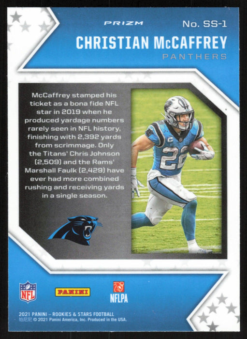 Christian McCaffrey 2021 Panini Rookies & Stars # SS-1 Star Studded Red Ice Carolina Panthers - Collectible Craze America