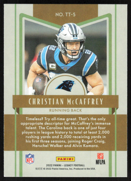 Christian McCaffrey 2022 Panini Legacy Timeless Talents # TT-5 Carolina Panthers - Collectible Craze America