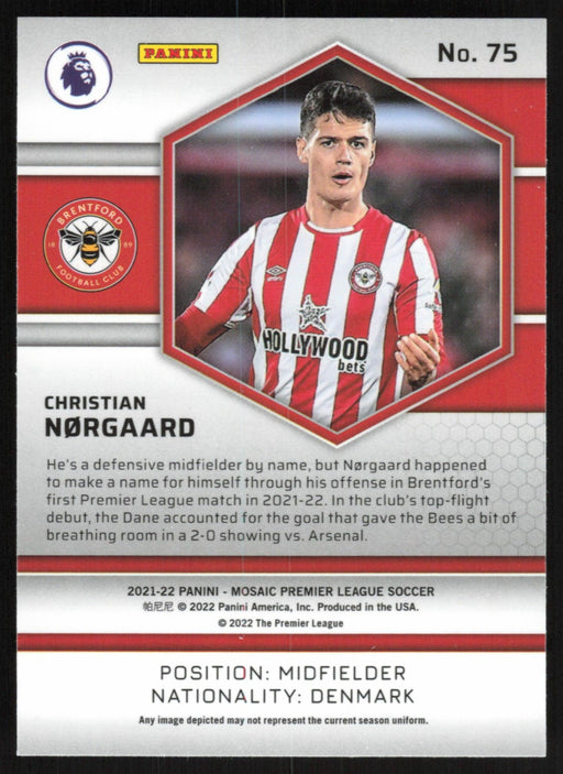 Christian Norgaard 2021 Panini Mosaic Premier League # 75 RC Brentford Base - Collectible Craze America