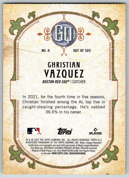 Christian Vazquez 2022 Topps Gypsy Queen # 8 Boston Red Sox - Collectible Craze America