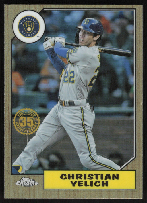 Christian Yelich 2022 Topps Chrome Baseball 1987 Topps # 87BC-6 Milwaukee Brewers - Collectible Craze America