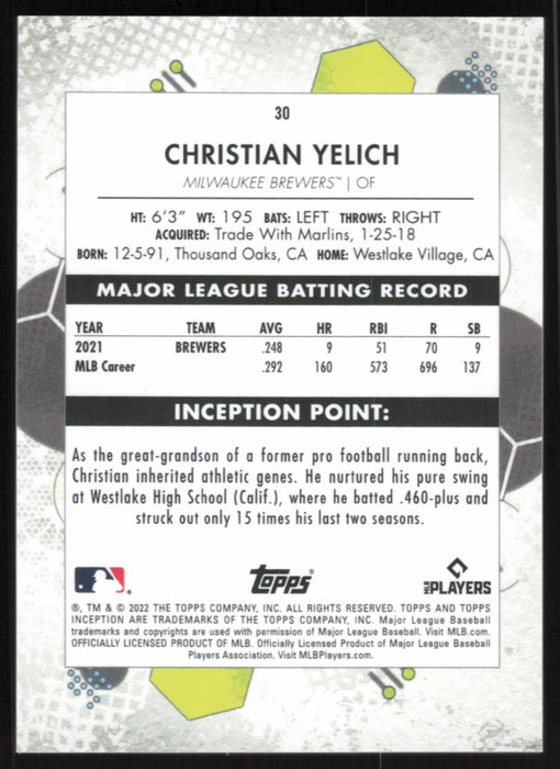 Christian Yelich 2022 Topps Inception # 30 Milwaukee Brewers - Collectible Craze America