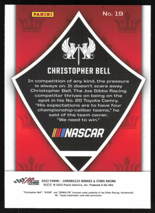Christopher Bell 2022 Panini Chronicles Racing Crusade # 19 - Collectible Craze America