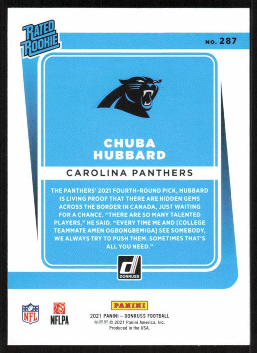 Chuba Hubbard 2021 Donruss Football # 287 RC Carolina Panthers Rated Rookie Base - Collectible Craze America